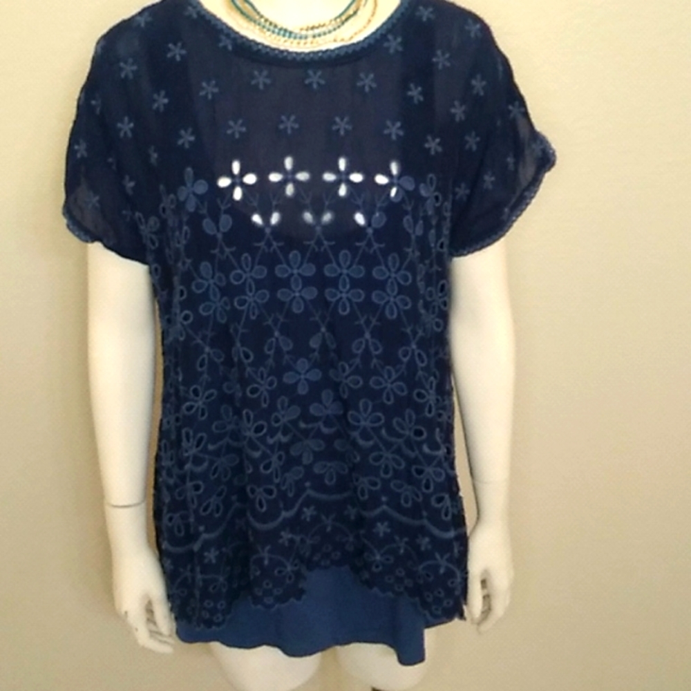 Women's Johnny Was, medium  cut out blouse with matching camisole.